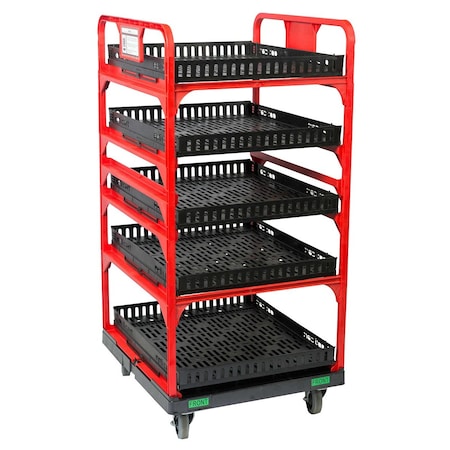 Effizient 28 in Retail Cart, 2 swivel casters w/brake, 2 rigid casters. 5 shelves, 10 dividers, 10 separators EF28RC2SWGEN